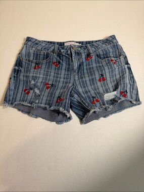 Billy T cherry embroidered denim shorts